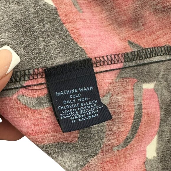 Westbound Petites Rose Print Button-Up Blouse Women SZ 12P Wrinkle-Free Cotton - Picture 4 of 12